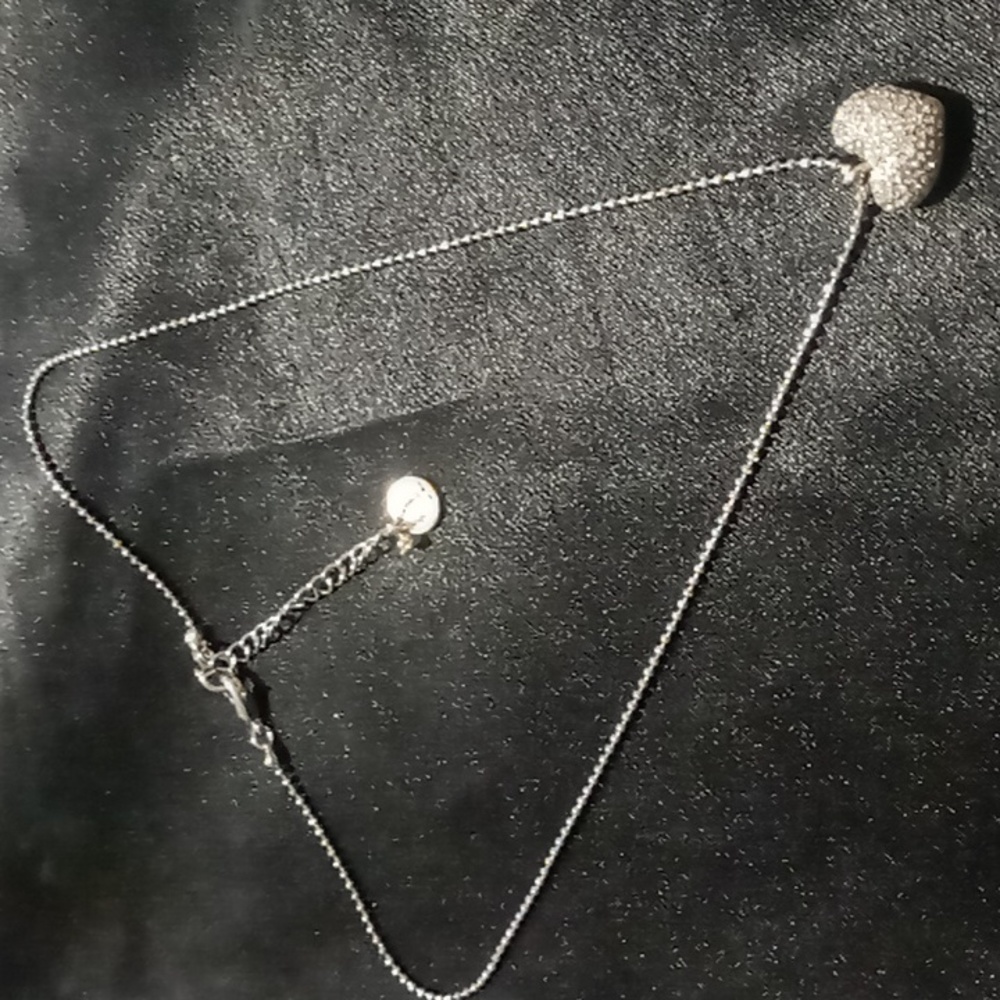 Talbot's silver diamond cut beaded chain with crystal encrusted heart